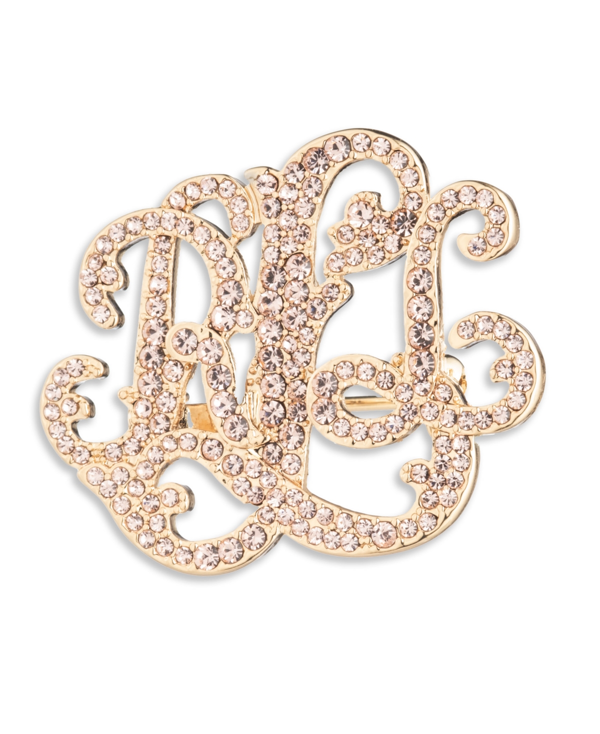 Lauren Ralph Crystal Stone Script Pin