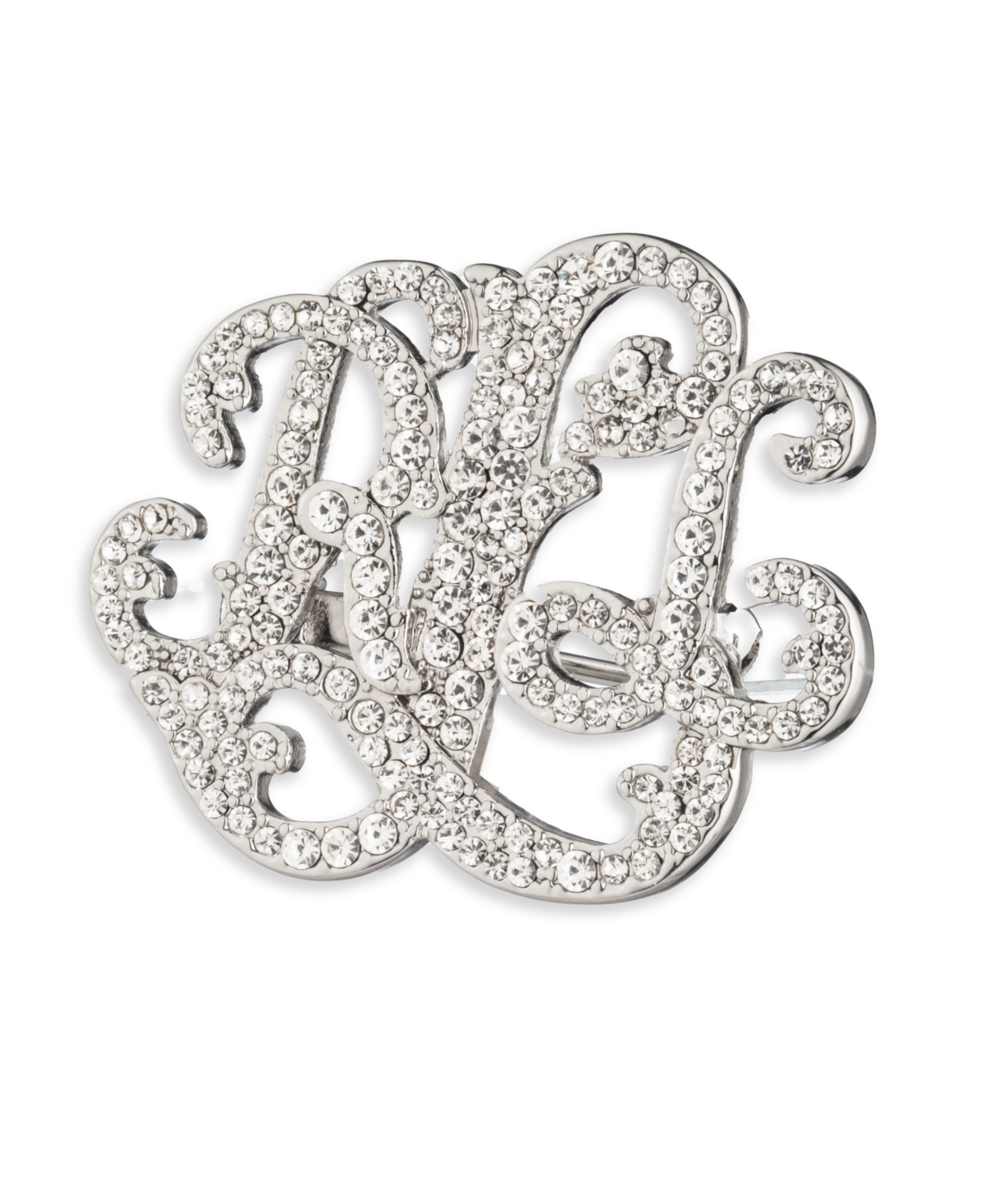 Ralph Lauren Crystal Stone Script Pin In Silver
