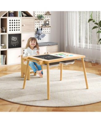 Sensory Table & Chair Set for Kids 2-8 with Foldable Bins for Sand/Water & Paper Beige