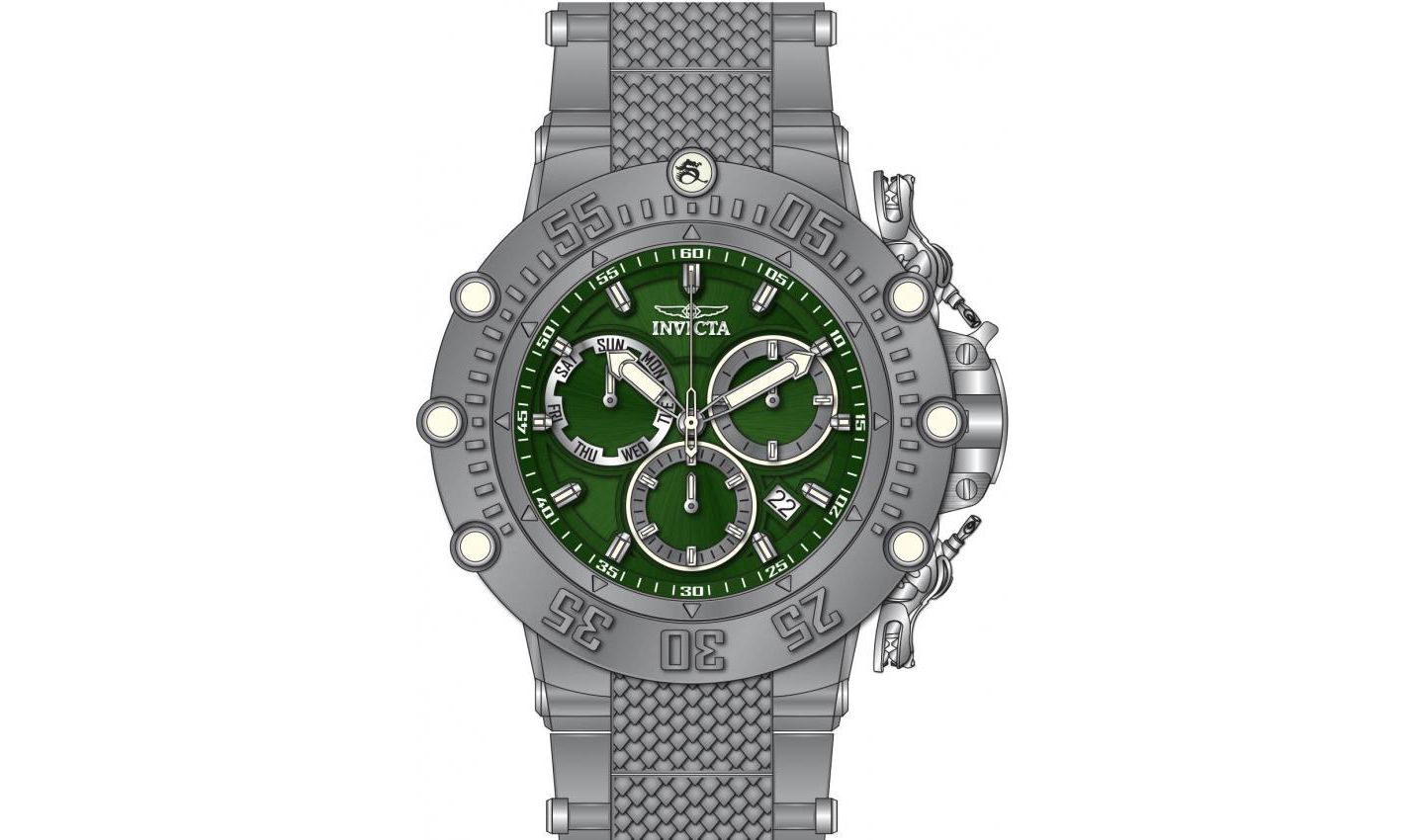 Мужские часы Invicta 48192 Subaqua Quartz 3 Hand Green, Titanium Dial, цвет: Серебряный — фото 3