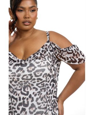 Women's Off The Shoulder Leopard Maxi Dress