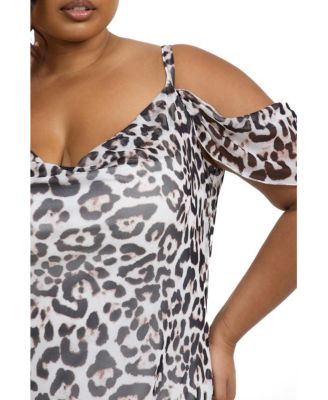 Women's Off The Shoulder Leopard Maxi Dress