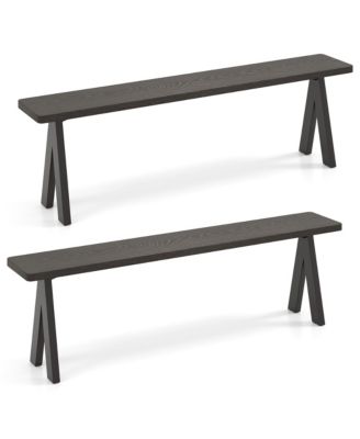 3-Person Outdoor Bench Set of 2 w/ 800 LBS Bearing Capacity for Garden