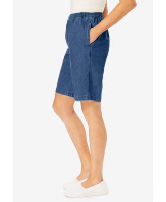 Women's Within 7-Day Elastic-Waist Pull-On Cotton Denim Shorts