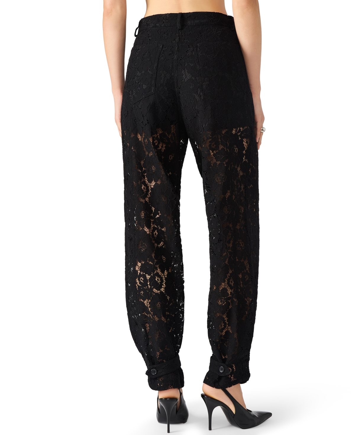 Steve Madden Women's Mid-rise Seamed Ankle Straps Pants In Black