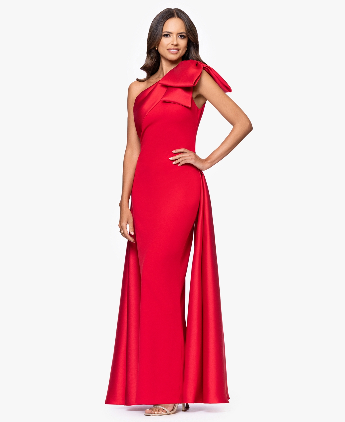 Betsy & Adam Women's One-shoulder Gown In Red