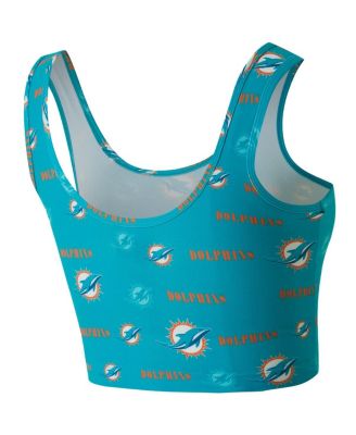 Women's Aqua Miami Dolphins Mosaic Allover Print Bralette