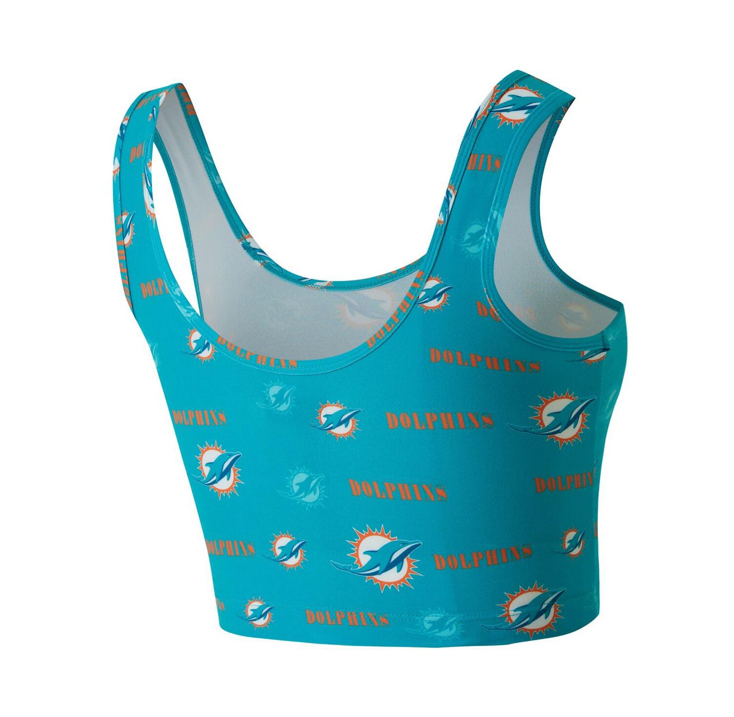 Women's Aqua Miami Dolphins Mosaic Allover Print Bralette