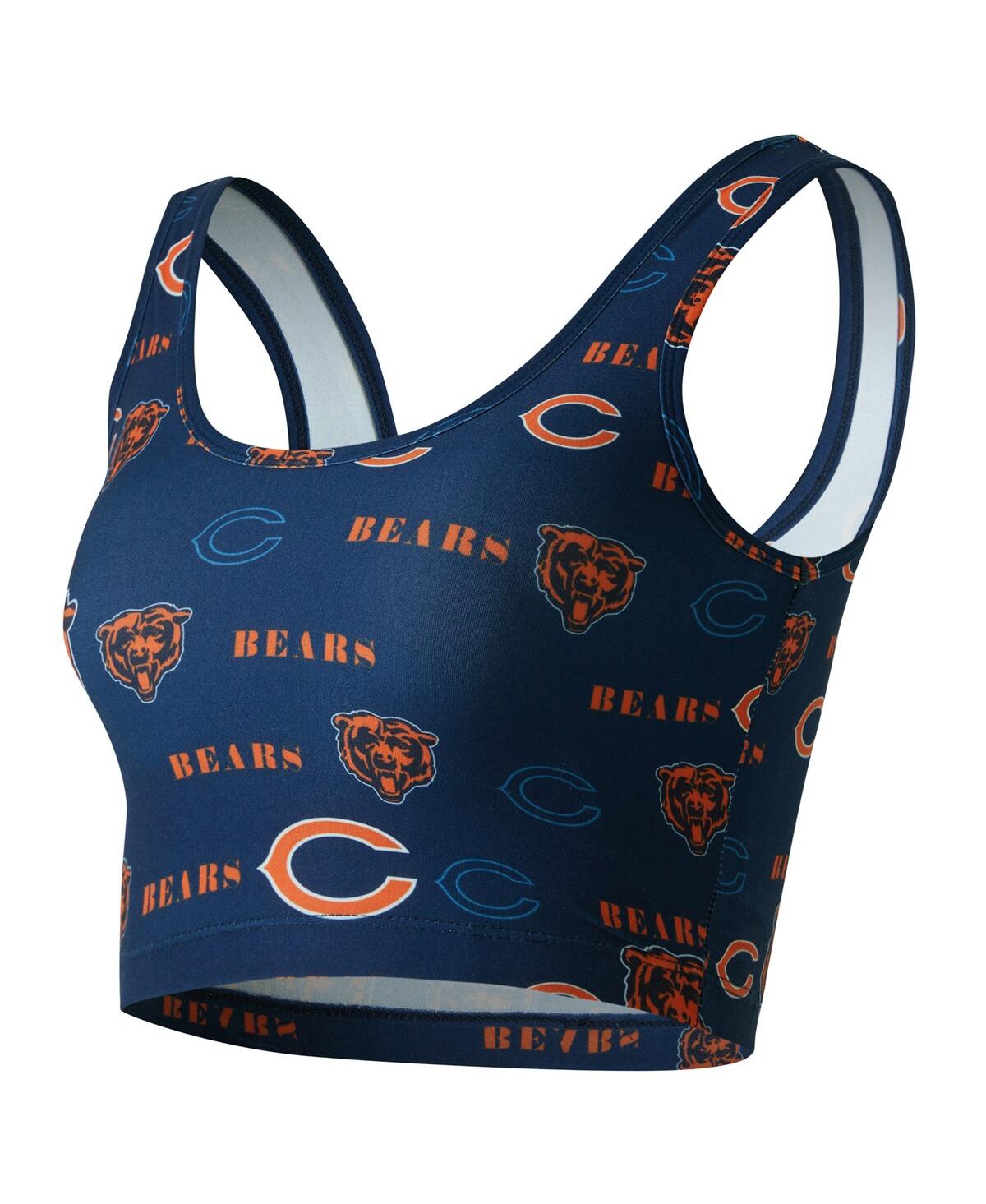 Concepts Sport Women's Navy Chicago Bears Mosaic Allover Print Bralette In Blue