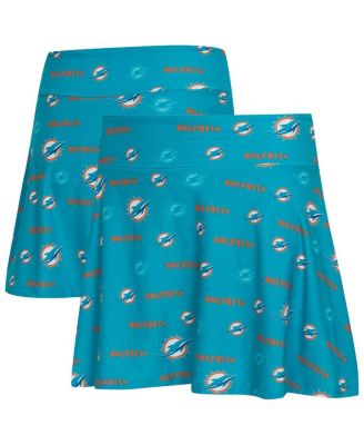 Concepts Sport - Women's Aqua Miami Dolphins Mosaic Allover Print Skort