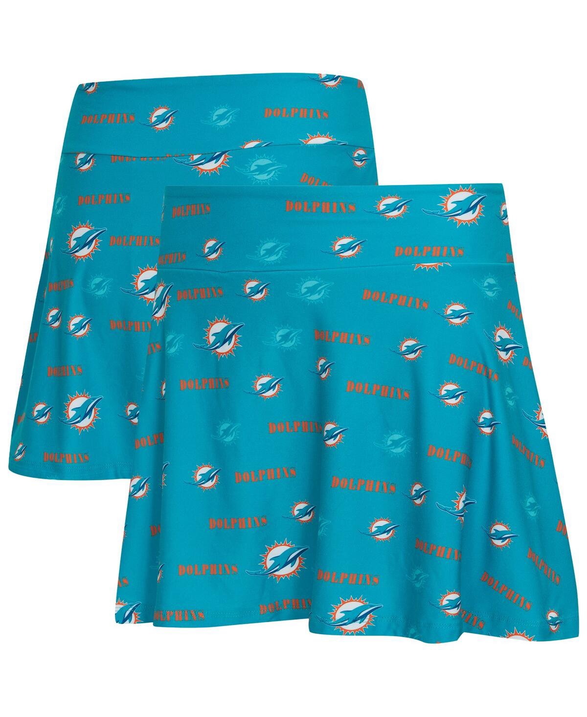 Concepts Sport Women's Aqua Miami Dolphins Mosaic Allover Print Skort In Blue