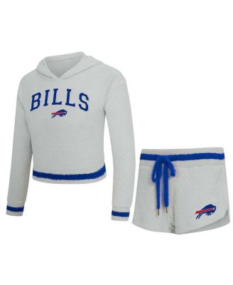 Concepts Sport - Women's Gray Buffalo Bills Whitley Long Sleeve Hoodie Top Shorts Set