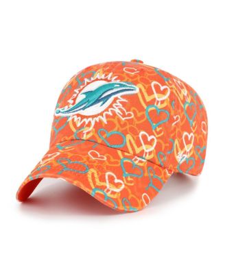 '47 Brand - Big Girls Orange Miami Dolphins Mural Clean Up Adjustable Hat