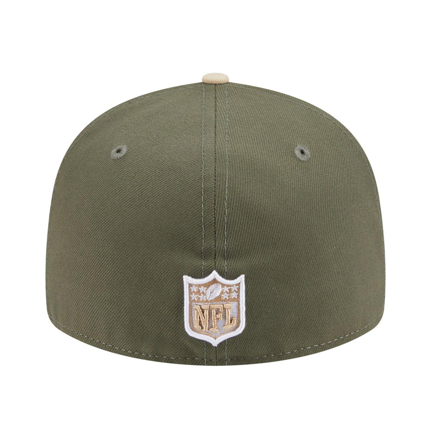 Мужские головные уборы New Era Light Beige/Olive Miami Dolphins Two-Tone Color Pack Split Panel 59FIFTY Fitted Hat — фото 4