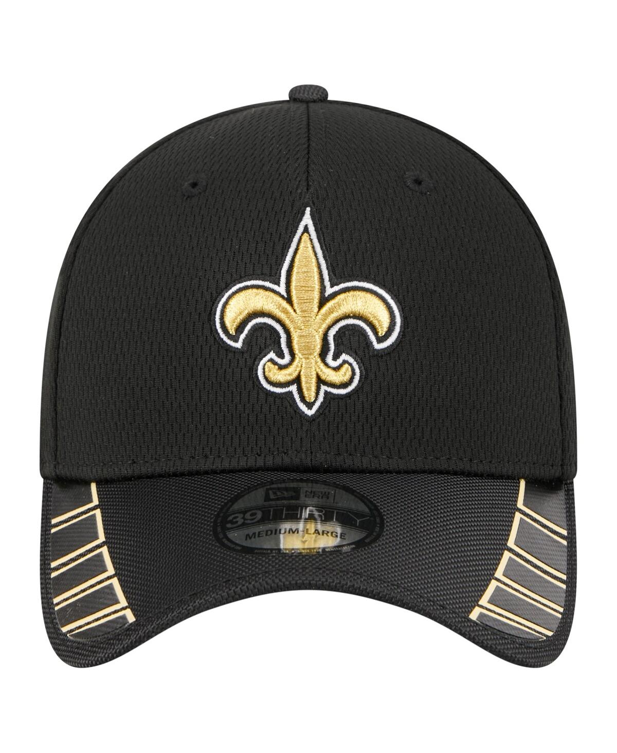 New Era Men's Black New Orleans Saints Visor Hit 39thirty Flex Hat In Black