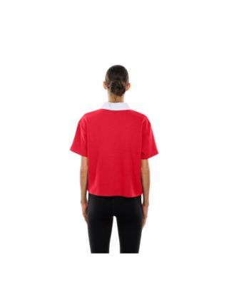 Women's Red Kansas City Chiefs Throwback Boxy Cropped Polo Shirt