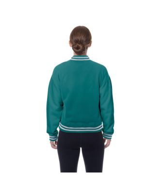 Women's Aqua Miami Dolphins Throwback Fleece Full-Snap Jacket