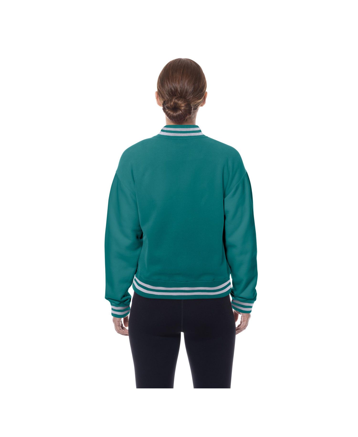 Women's Aqua Miami Dolphins Throwback Fleece Full-Snap Jacket