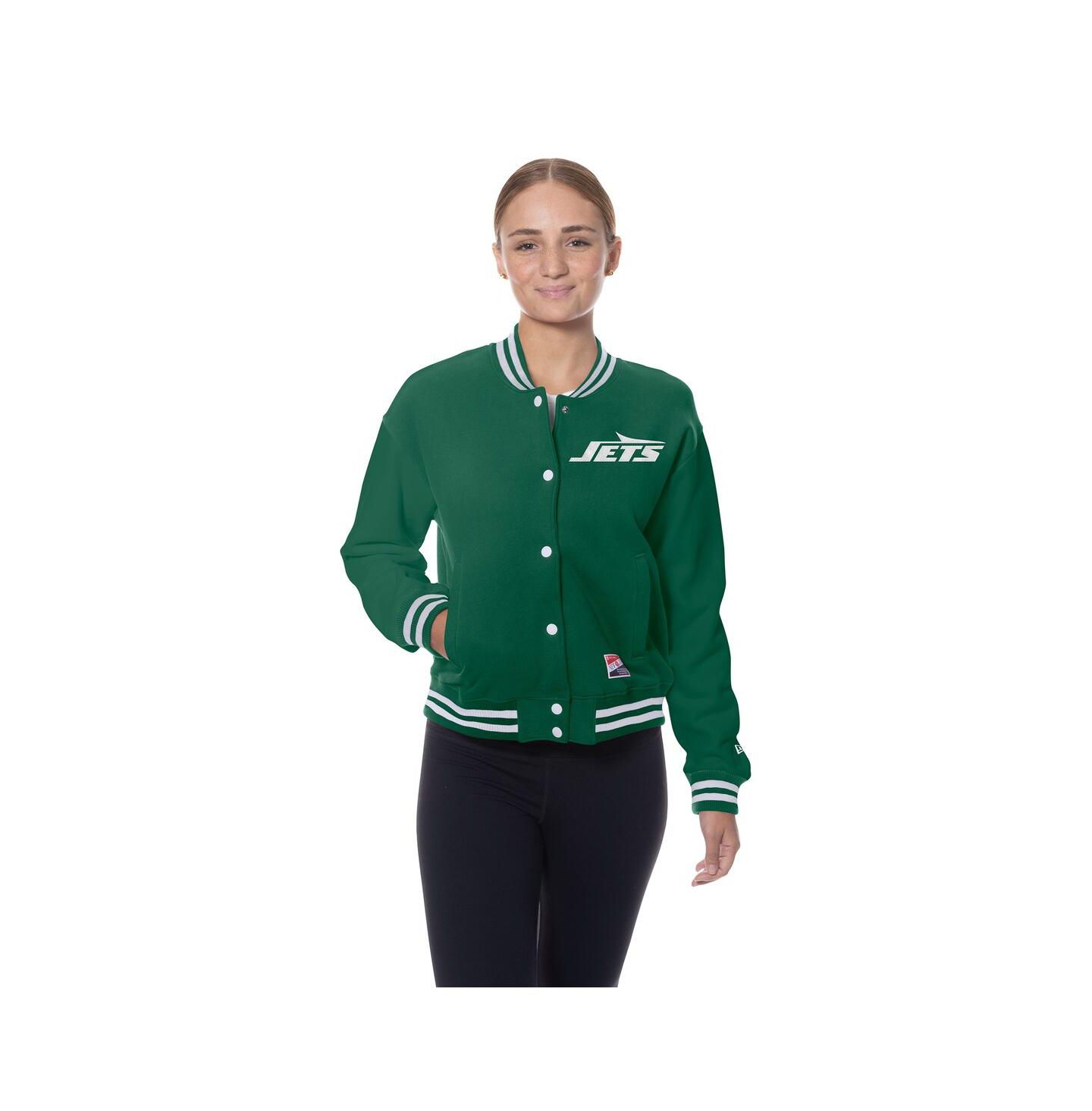 Женская куртка New Era Kelly Green New York Jets Throwback Fleece Full-Snap — фото 3