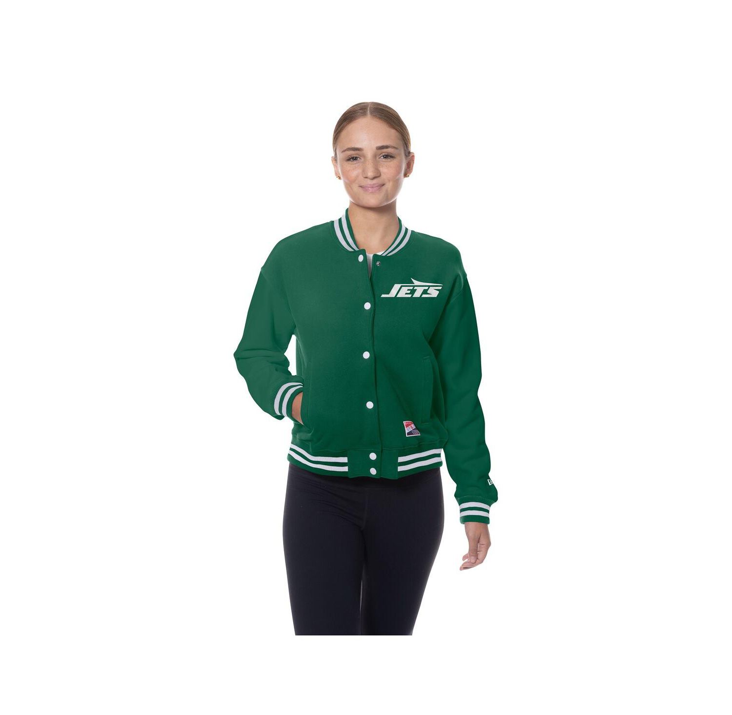 Women's Kelly Green New York Jets Throwback Fleece Full-Snap Jacket