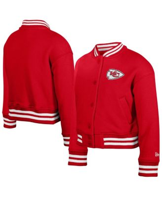 New Era - Big Boys and Girls Red Kansas City Chiefs Chenille Applique Fleece Full-Snap Jacket