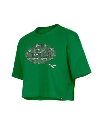 Girl's Kelly Green Philadelphia Eagles Flip Sequin Boxy T-Shirt