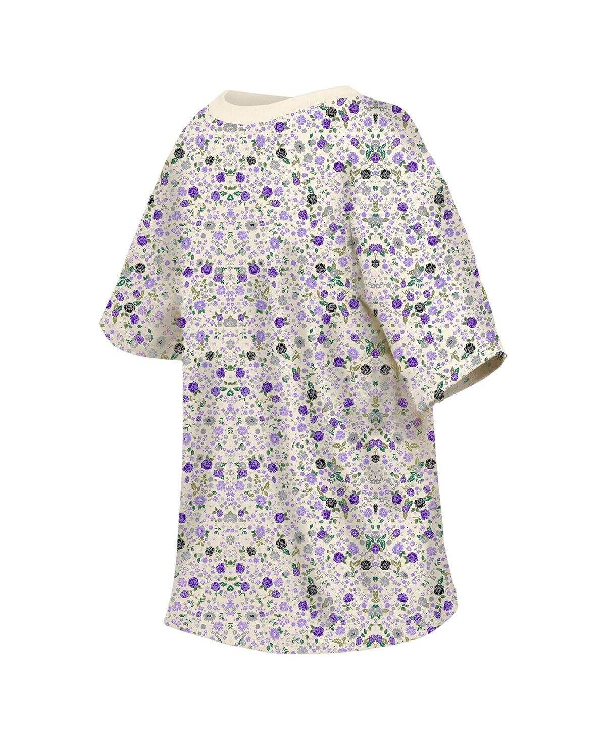 New Era Women's Cream Baltimore Ravens Glam Game Floral T-shirt In Gray