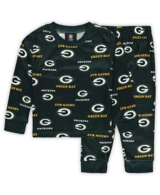 Outerstuff - Toddler Green Green Bay Packers All-Over-Print Long Sleeve T-Shirt and Pants Sleep Set