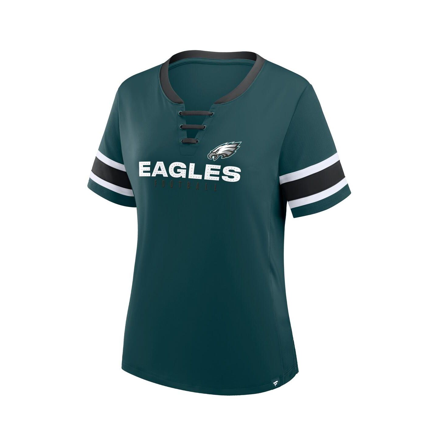 Женская футболка Fanatics Midnight Green Philadelphia Eagles Plus Size Red Zone Athena Lace-Up V-Notch Neck — фото 3