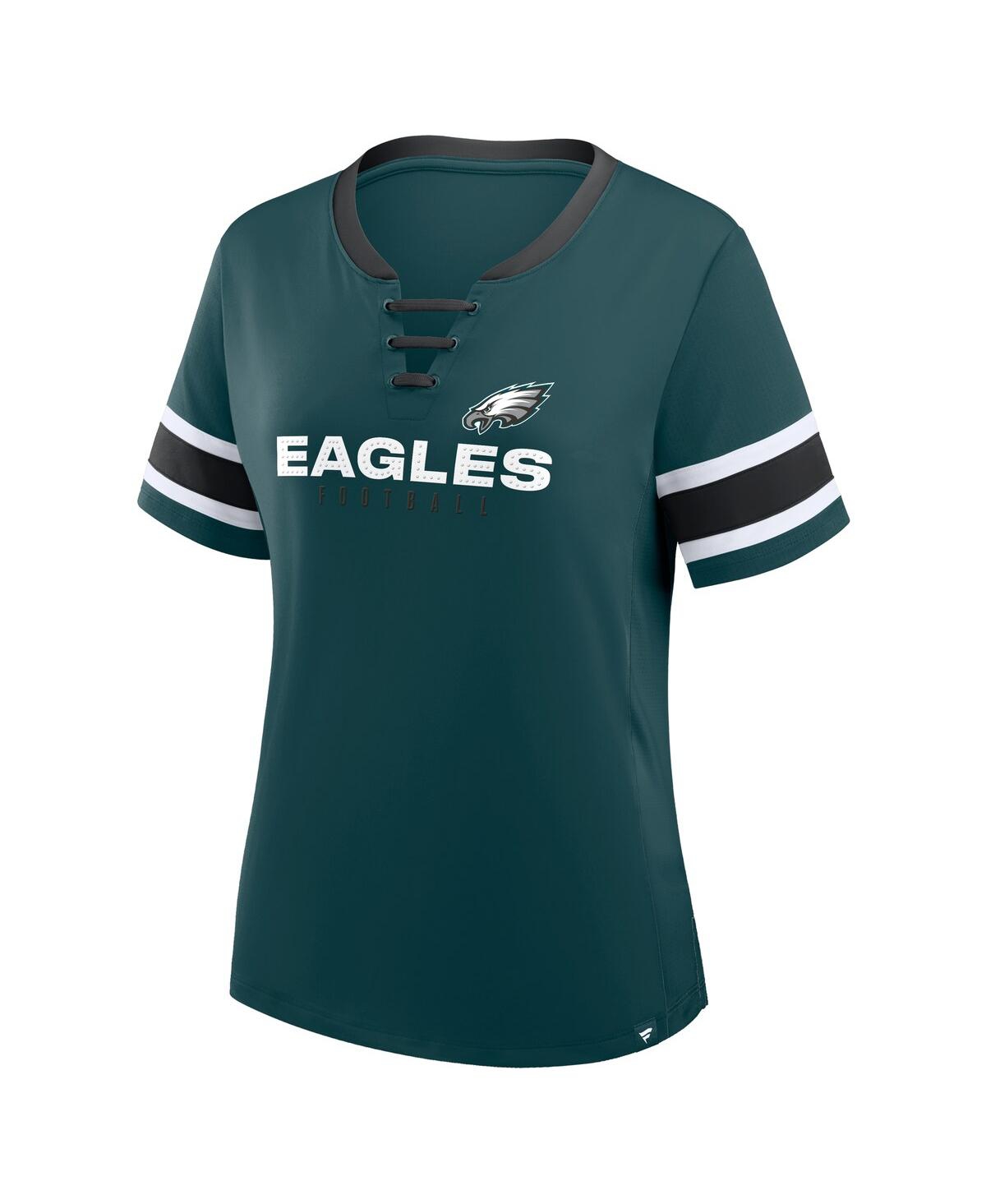 Fanatics Women's Midnight Green Philadelphia Eagles Redzone Draw Play Athena Lace-up T-shirt In Green