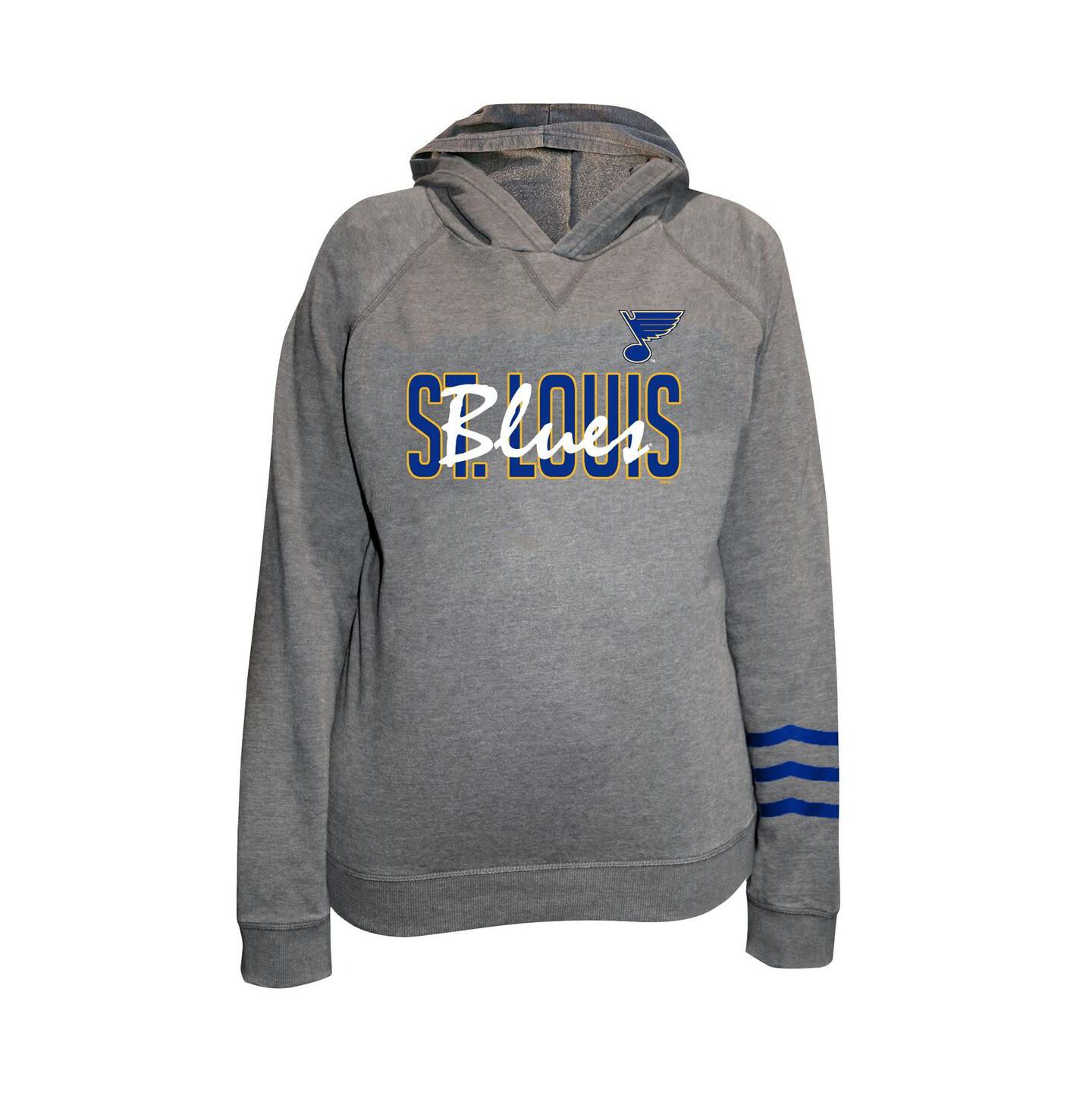 Женское худи Fanatics Heather Gray St. Louis Blues Plus Size Lightweight Fleece Raglan Pullover — фото 1