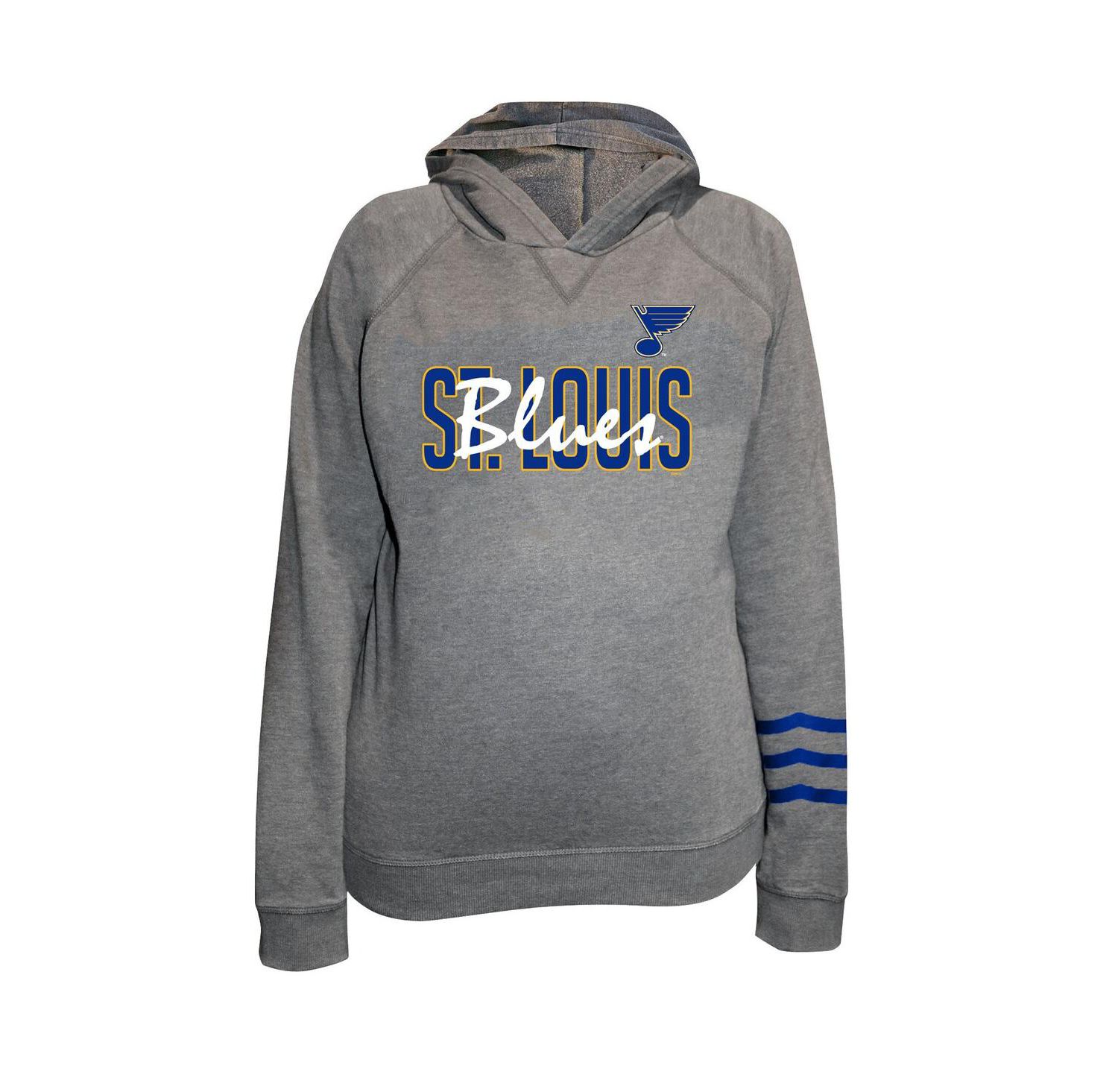 Women's Heather Gray St. Louis Blues Plus Size Lightweight Fleece Raglan Pullover Hoodie