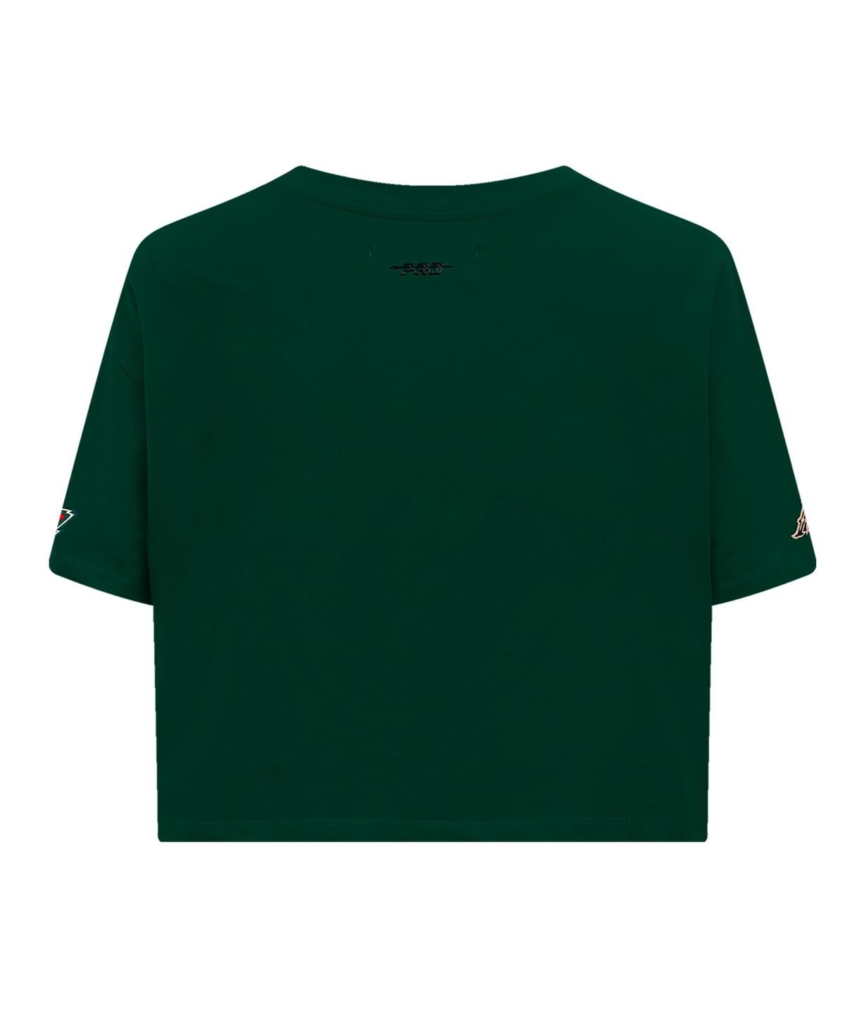 Pro Standard Women's Green Minnesota Wild Boxy Script Tail Cropped T-shirt In Green