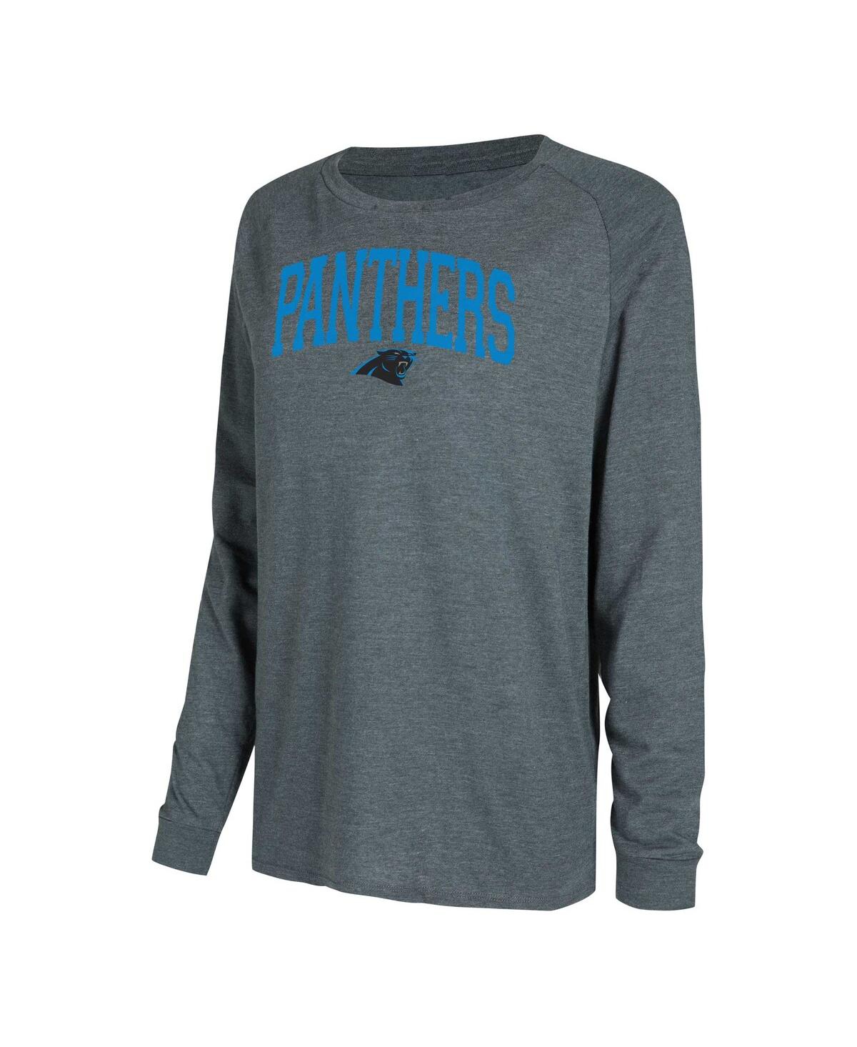 Concepts Sport Women's Black/charcoal Carolina Panthers Raglan Long Sleeve Top Shorts Lounge Set In Gray