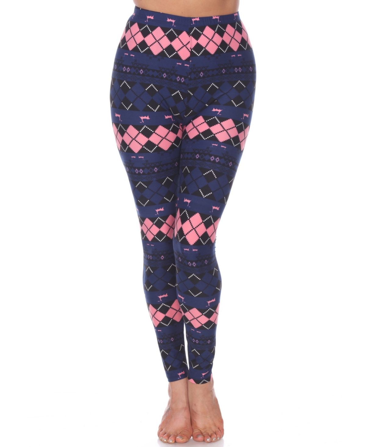 White Mark Plus Size Holiday Legging Pants, 3-pack In Multi