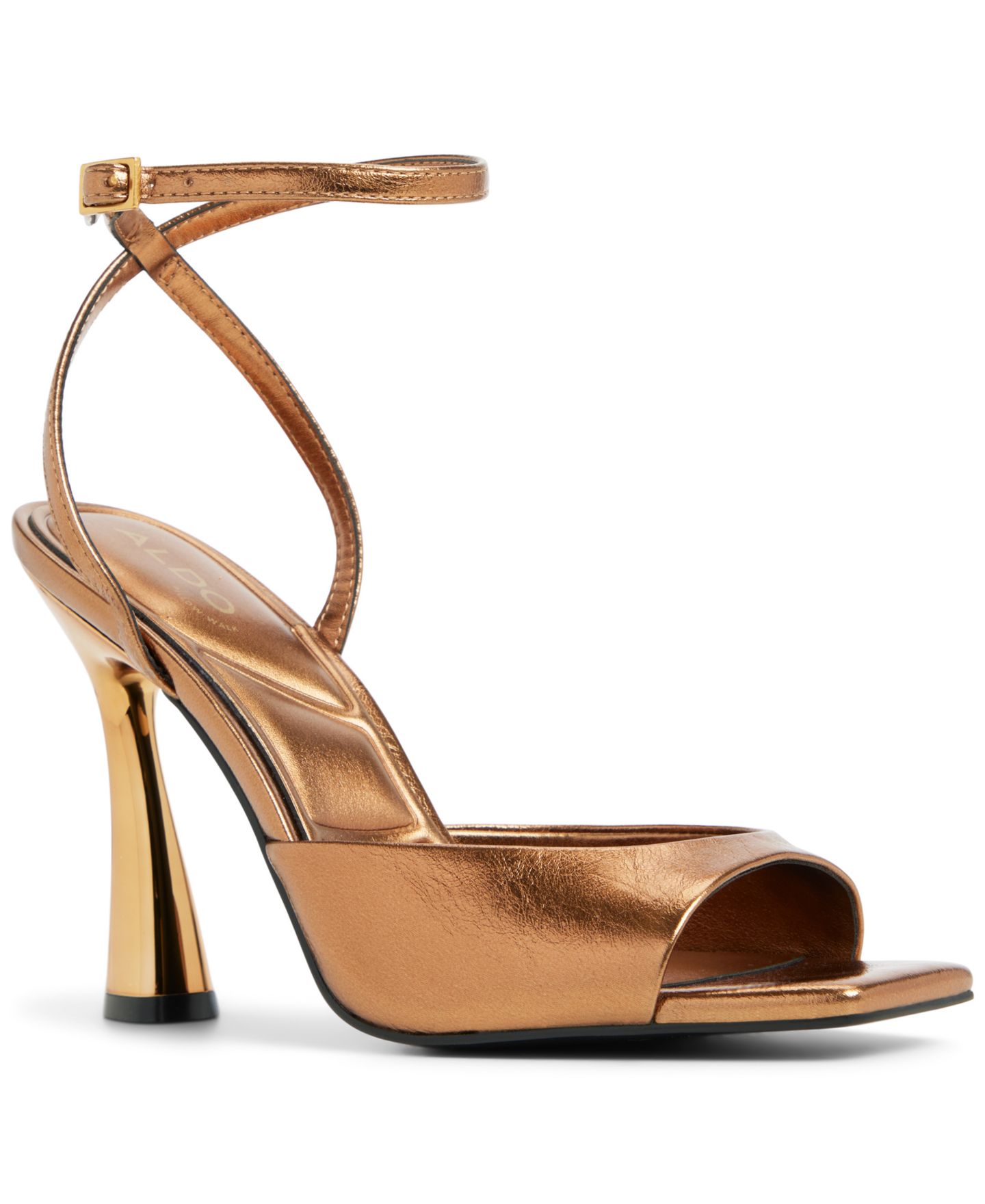 Женские сандалии ALDO Valentyna Two-Piece Square Toe Dress Sandals, цвет: Бронзовый металлик — фото 1