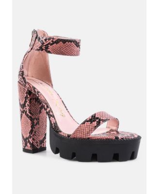 Womens Rattle Chunky High Block Heel Sandals