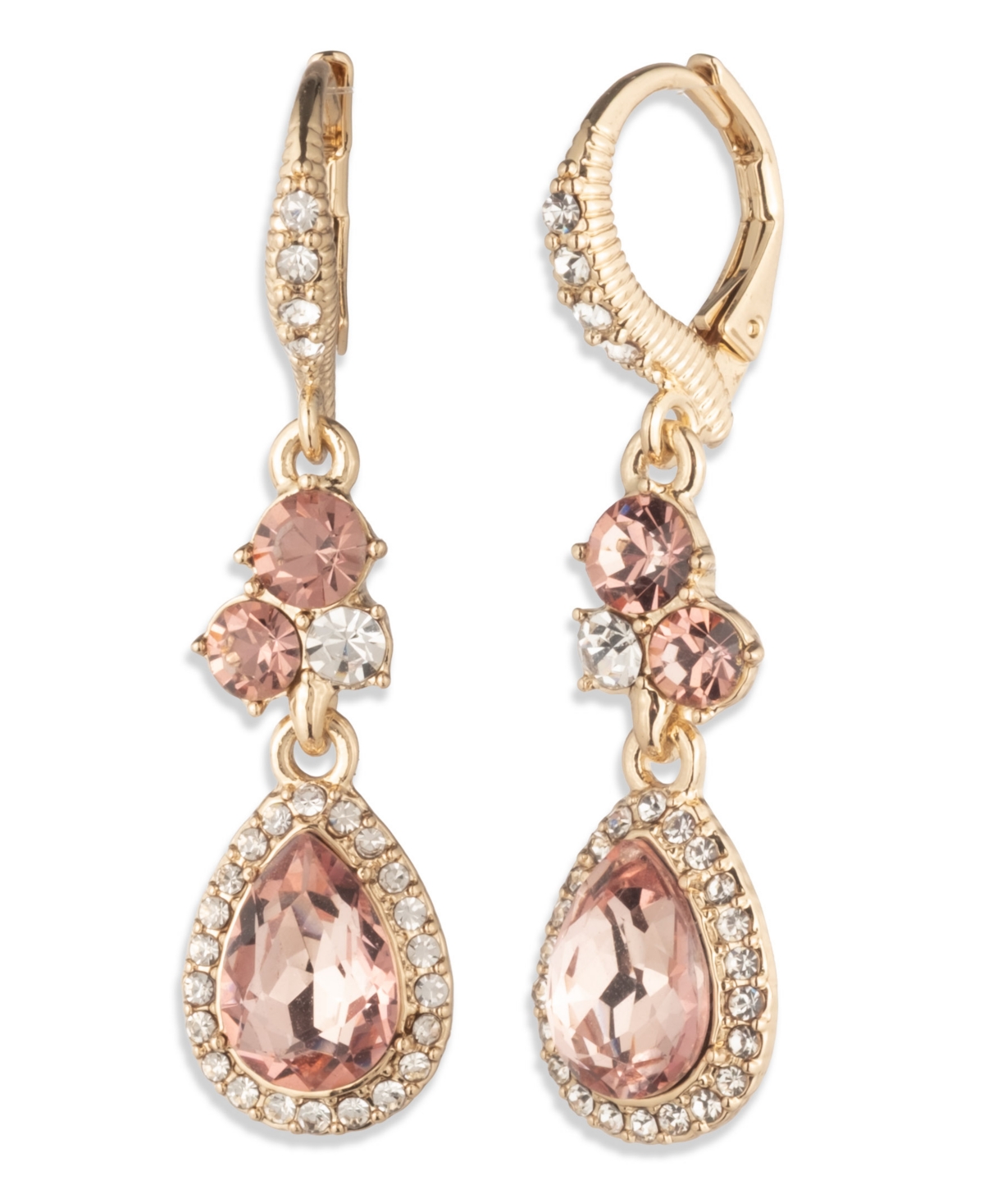 Givenchy Glass Stone Double Drop Earrings In Gold