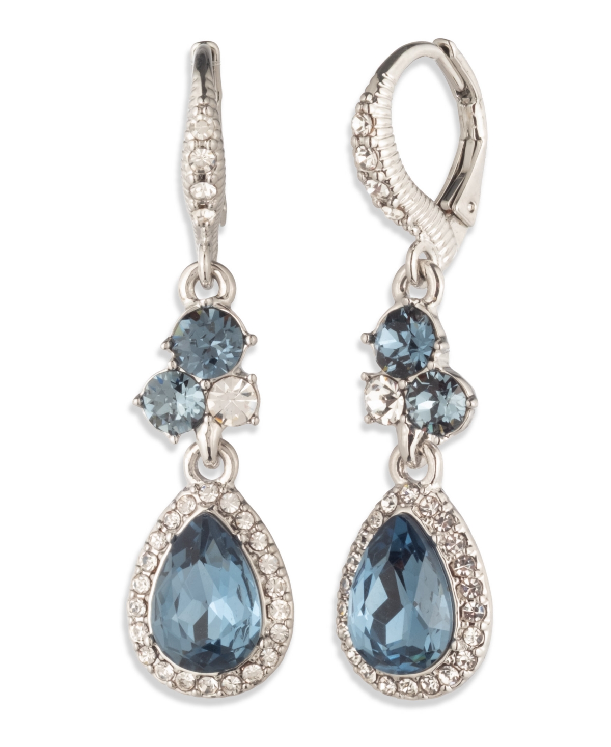 Givenchy Glass Stone Double Drop Earrings In Silver
