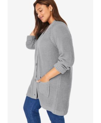 Women's Within Button-Front Shaker Cardigan Sweater