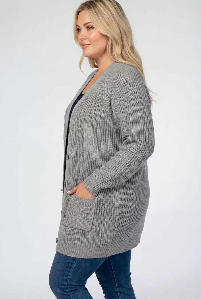 Plus Size Within Button-Front Shaker Cardigan Sweater - thumbnail 6