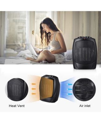 Small Space Heater Electric Portable Heater Fan for Home and Office Ceramic Fan Heaters with Adjustable Thermostat, 750W/1500W