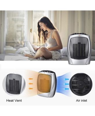 Small Space Heater Electric Portable Heater Fan for Home and Office Ceramic Fan Heaters with Adjustable Thermostat, 750W/1500W
