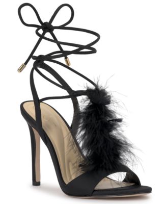 Women's Jenzin Feather Lace-Up Stiletto Dress Sandals