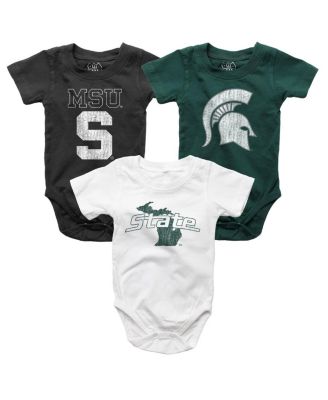 Wes & Willy - Baby Boys and Girls Michigan State Spartans 3-Pack Bodysuit Set