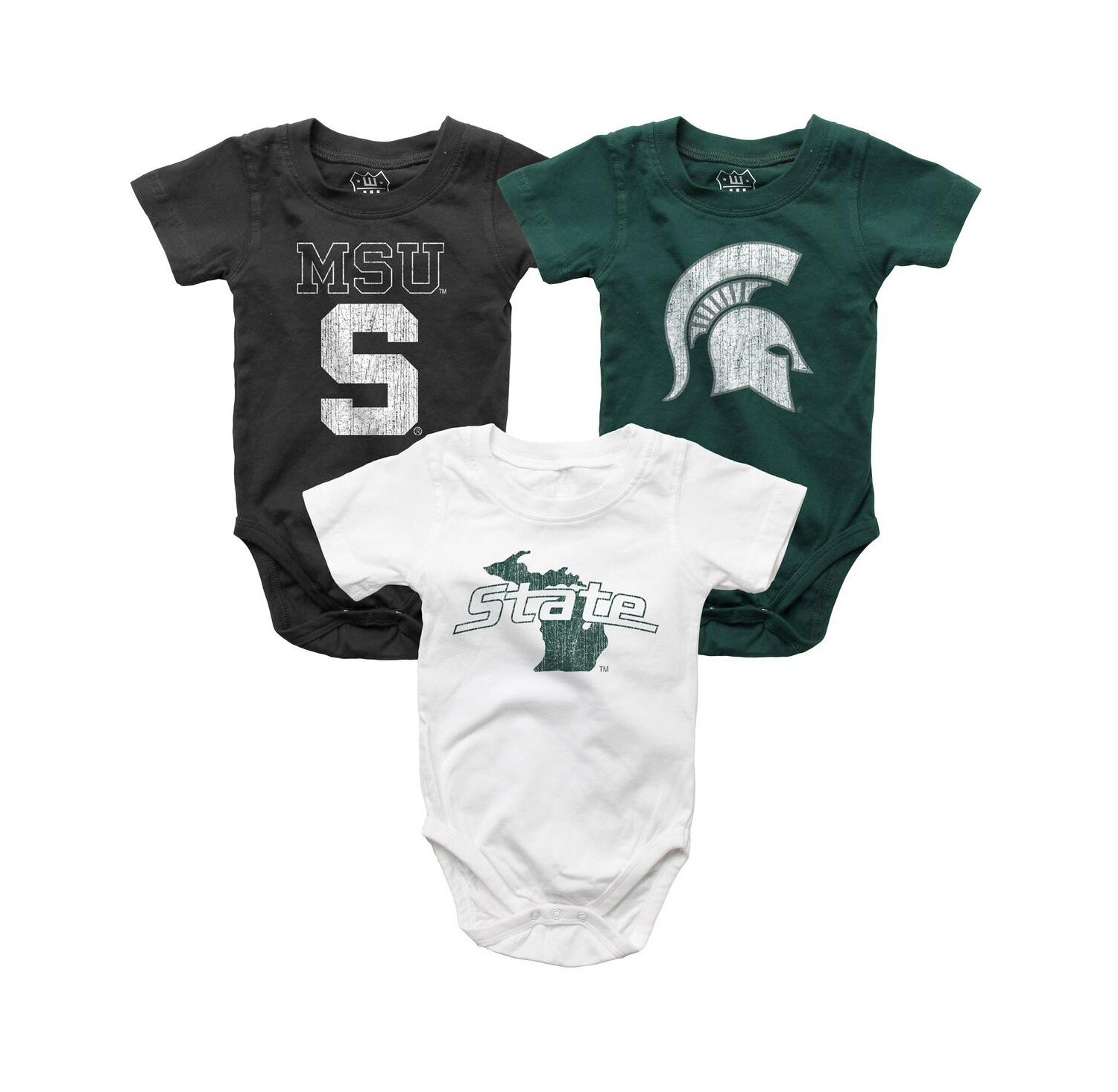 Baby Boys and Girls Michigan State Spartans 3-Pack Bodysuit Set