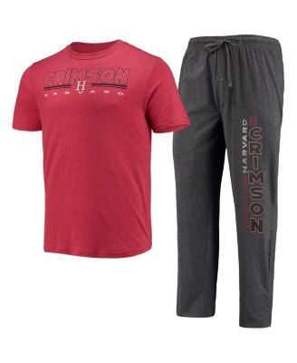 Concepts Sport - Men's Heathered Charcoal/Crimson Harvard Crimson Meter Top and Pants Sleep Set