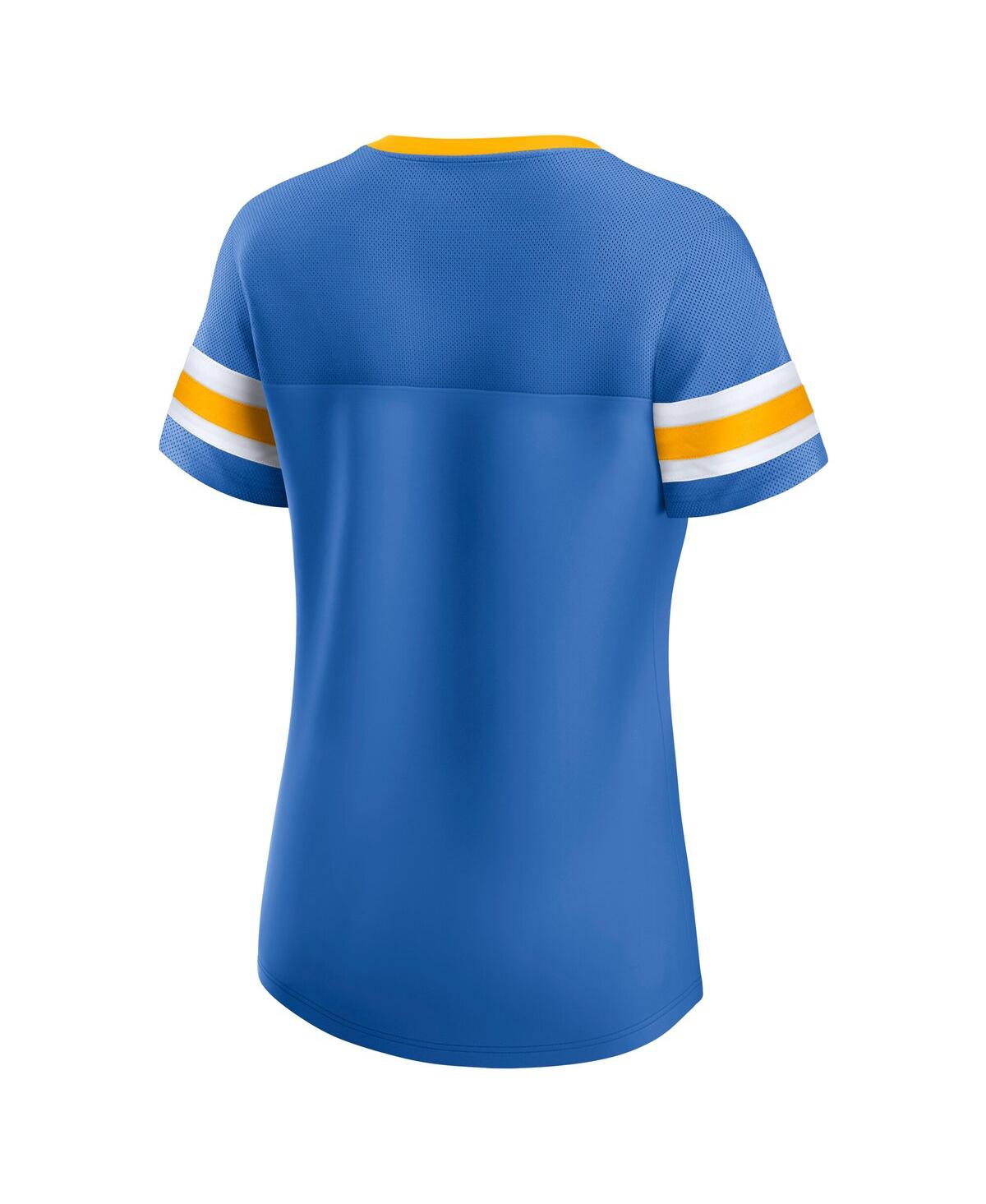 Fanatics Women'sâ Powder Blue Los Angeles Chargers Lace-up Bling T-shirt In Blue