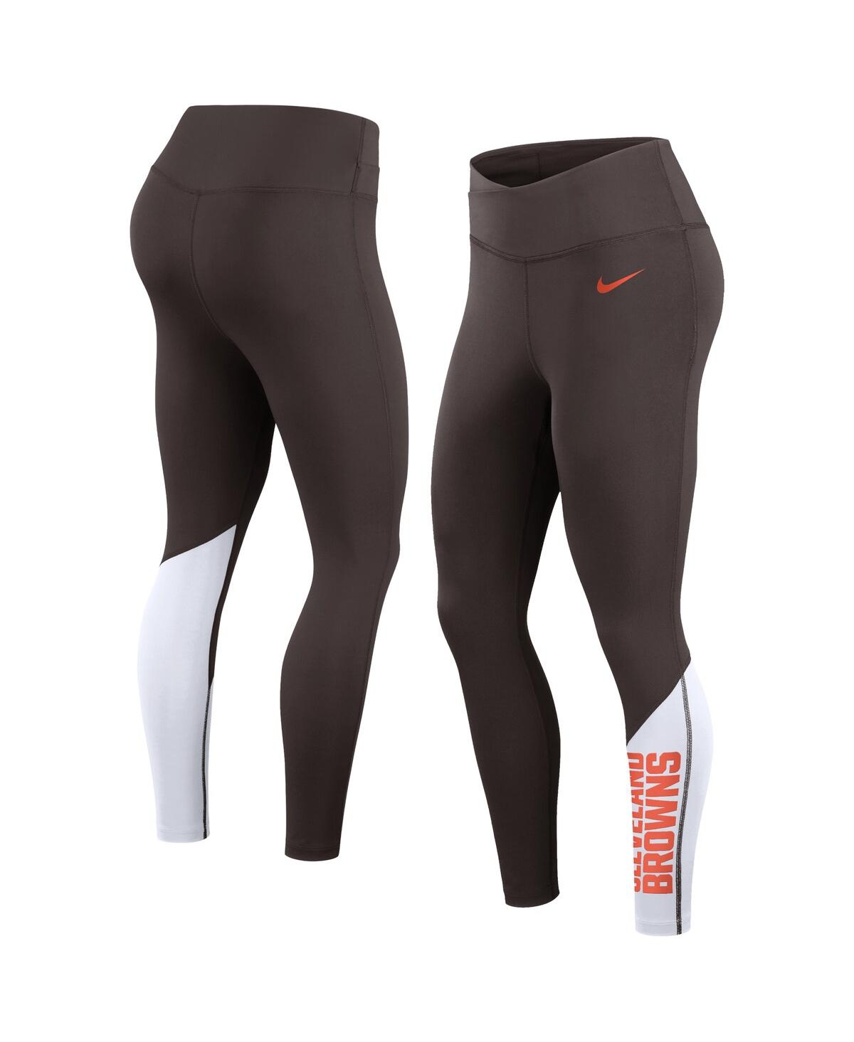 Nike Women's Brown/white Cleveland Browns 7/8 Performance Leggings In Multi