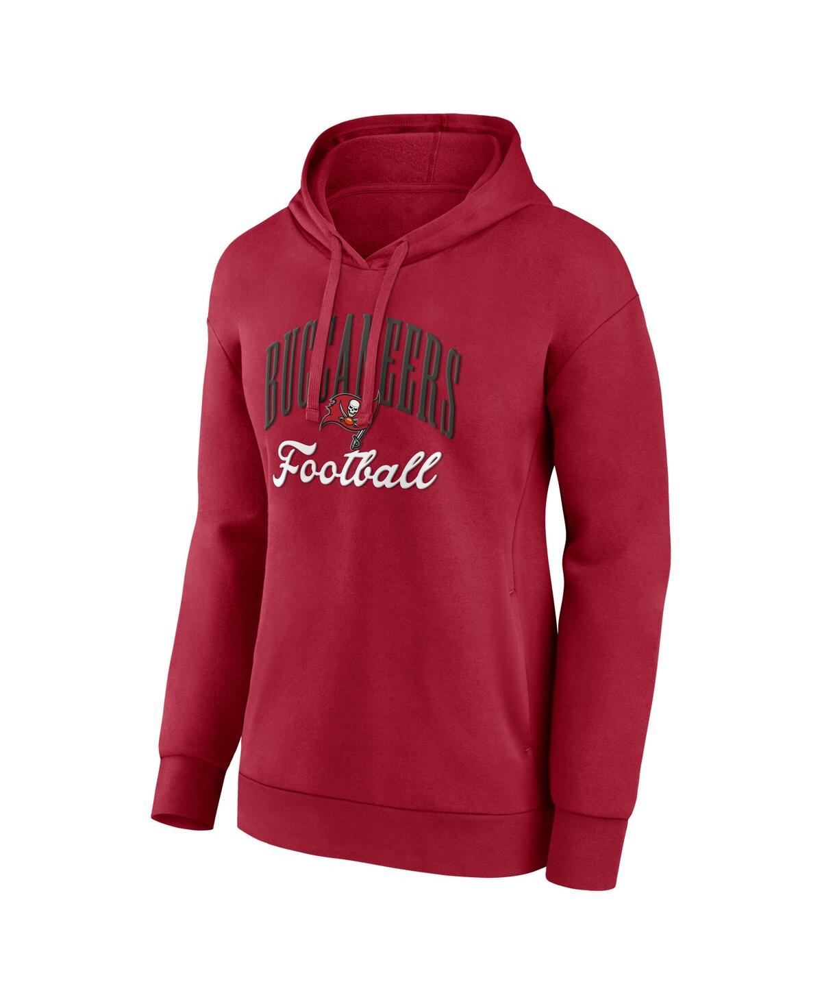 Fanatics Women's Red Tampa Bay Buccaneers Team Logo Victory Script Pullover Hoodie In Animal Print